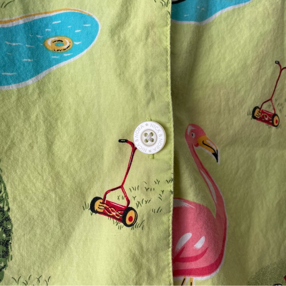 NICK & NORA Women's XL Flamingo Pajama Set Capri Length 100% Cotton - Picture 5 of 10